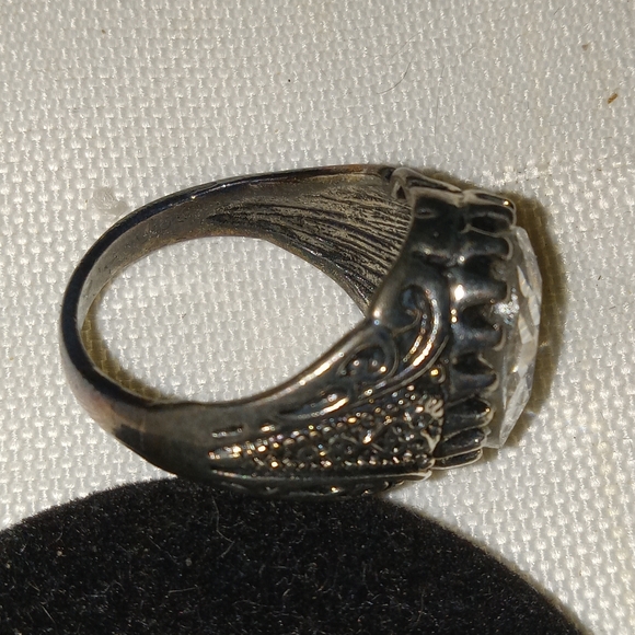 Get That Big Diamond look with this Silver Plated Clear Glass Stone Ring - Picture 7 of 7